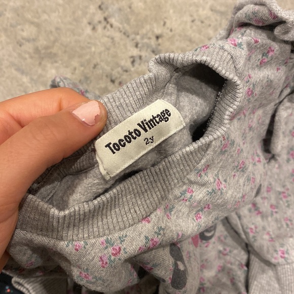 TOCOTO VINTAGE Gray Floral Kids Sweatshirt - Picture 3 of 3